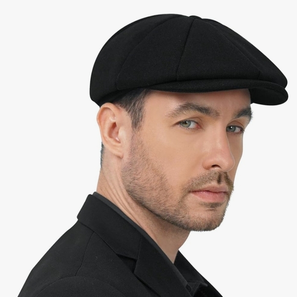 Black Leather Newsboy Cap NWT! - Picture 1 of 7